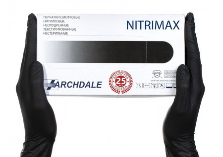 Перчатки нитрил черные Archadale (Nitrimax), р L, пачка 50 пар неопудренные